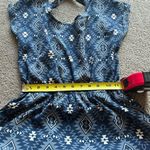 Pink Rose Women’s Blue Aztec Bohemian Print Pocket Short Sleeve Mini Dress Small Photo 8