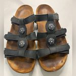 Haflinger Bio Alice Black Cork Leather Slip On Open Toe Sandal Women’s Size 10 Photo 4