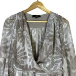 Aakaa  Metallic Floral Long Sleeve Mini Dress Womens S Gray Glam Festive Coquette Photo 2