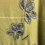 Vintage Napa Valley Green Striped Short Sleeve Top with Floral Design 1X Photo 1