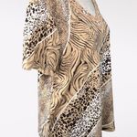 Rebecca Malone Animal Print Short Sleeve Top Crochet Beaded Neckline Size XL Photo 5