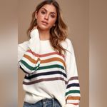 Lulus  Heart to Heart Striped Sweater in Ivory Multi Size‎ Small Photo 8