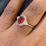 Australian Crystal Oval Stone Ring Dipped In White Gold... Pink Photo 3