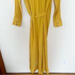 Lattelier Yellow Wrap Dress Tie Waist Maxi Length Unlined Long sleeves Small Photo 6