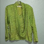 Vintage Anne Klein II Silk Chartreuse V Neck Blouse Scarf Size 8 Photo 1