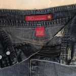 SO Denim Jean Mini Skirt Frayed Hem Distressed Look Beaded Photo 4