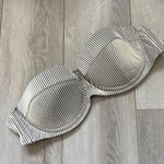 Zulu & Zephyr Balconette Stripe Swim Bikini Top Black/White (US 6) strapless Black Photo 4