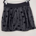 Vila Black Polka Dot Mini Skirt Size Medium Black Velvet Polka Dot Flirty Skirt Photo 3
