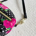 Betsey Johnson Black Floral & Polka Dot Satin Mini Crossbody Bag Photo 5