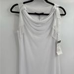 DEADSTOCK y2k white maxi cowl neck sequin dress sheet truffle sleeve glam size 8 Photo 3