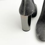 ALDO  Cassydie Dark Gray Velour Metallic Block Heel Almond Toe Side Zipper Boots Photo 4