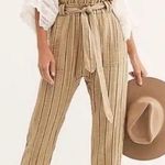 Free People $128 NWT  ONE BALLAST STRIPED BELTED OVERALL JUMPSUIT MOSS Sz S Photo 0