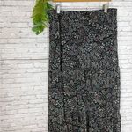 Tamara H Black Tiered Floral Print Maxi Skirt Size XL Photo 1