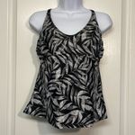 prAna  Margot Black White Tankini Leaves Cross-Back Swimsuit Size 40D EUC #2437 Photo 1