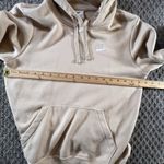 Nike Club Fleece Hoodie Beige Pullover Sweatshirt XS Kangaroo Pocket Logo Photo 5