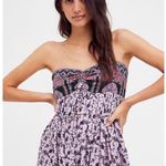 Free People  Purple Smocked Tie Front Jumpsuit‎ Photo 7