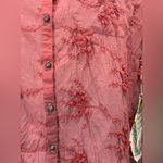 Aratta Silent Journey Blouse Long Sleeve Embroidered Anthropologie XS New Coral Red Photo 3