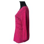 Chico's  2 Crochet Open Knit Sweater Top Textured Size M Bengali Pink Tessa Photo 2