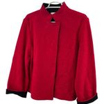 Chico's Chico’s 2 M 12 red black cape jacket 100% wool winter business casual Holiday Photo 0