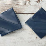 Vintage Earrings Large Wavy Square Dark Blue Earrings for Pierced Ears Photo 0