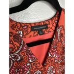 Banana Republic Romper Womens 6 Orange Paisley Print Wrap V-Neck Short Sleeve Photo 3