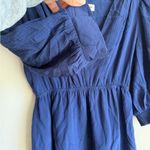 Amanda Uprichard Blue 100% Silk V-Neck Puff Sleeve A-Line Mini Dress Womens XS Photo 2