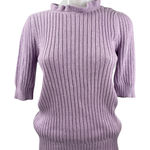Ann Taylor  LOFT Purple Lilac Half Sleeve Ribbed Knit Ruffle Sweater Top Size M Photo 0