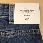ZARA NWT Women's The High Rise Straight Medium Wash Blue Denim Jeans Photo 10