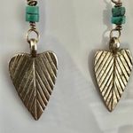 Sterling Silver Leaf & Turquoise Dangle Earrings Photo 3