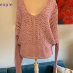 Free People  Best Of You Sweater Womens V-Neck Purple Lilac Open Knit M Medium Photo 0