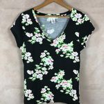 Planet Gold Juniors  Black Cotton Floral V-neck T-shirt NEW XXL Photo 4