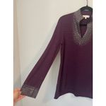 Tory Burch Purple Embellished Silver Studded Merino Wool Elegant Sweater sz. S Photo 4