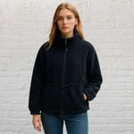 Woolrich Jacket L Vintage Sherpa Fleece Full Zip Navy Blue Cinched Waist Photo 15