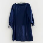 Lafayette 148 NY Kenna Finesse Crepe Dress Navy Blue Tie Sleeve Large l US 10 12 Purple Photo 4