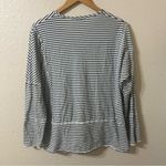 Sundance  Black & White Striped Long Sleeve V-Neck Raw Hem Cotton Tunic Top Large Photo 4