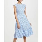 Lost + Wander pick me blue floral shirt ruffle smocked midi dress small Photo 1