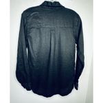 Garnet Hill  Black Linen Button Front Long Sleeve Tunic Shirt size small pocket Photo 8