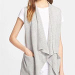Vince Cashmere Blend Gray Open Front Vest Quiet Luxury Draped Pockets Size L Photo 0