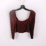 Le lis  Peasant Top Blouse Women's Large Brown Floral Crop Boho Cottage Milkmaid Photo 5
