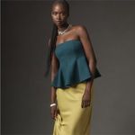 Anthropologie Mare Mare Strapless Peplum Pleated Top Small Turquoise Felt Photo 1