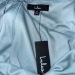 Lulus NWT‎  Celebration Charm Blue Satin Jacquard Halter Midi Dress Photo 5