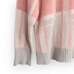 American Vintage Vintage Muted Gray Beige Pink Plaid Long Sleeve Collared Knit Sweater L Photo 2