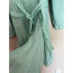 Mille Anais Striped Linen Puff Sleeve Mini Dress XS Green White Photo 2