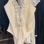 Topshop  Cream Lace Detail Bodysuit Photo 0
