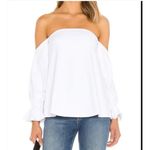 Susana Monaco  Top Womens X Small White Blue‎ Off Shoulder Peasant Blouse Photo 2