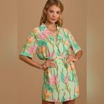 Lulus  Totally Tropical Light Green Floral Print Button-Up Shirt Dress Photo 1