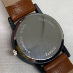 Women’s quartz watch black tone 35mm brown dial leather band running Photo 5