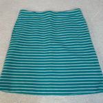 Talbots  Size 10 Striped Teal Turquoise Women's Midi Skirt Stretch Pockets A-Line Photo 0