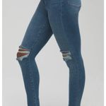 Good American  Good Waist Distressed Raw Hem Cropped Skinny Medium Wash Size 2/26 Photo 3