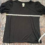 Joie  Eyelet Puff Sleeve Knit Cotton Short Sleeve Crew Neck Blouse Pullover Top M Photo 5